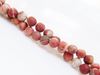 Picture of 6x6 mm, round, gemstone beads, banded red jasper, natural, frosted