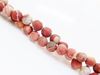 Picture of 6x6 mm, round, gemstone beads, banded red jasper, natural, frosted