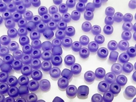Picture of Japanese seed beads, size 8/0, translucent, deep lavender blue, frosted, 20 grams