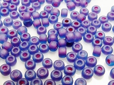 Picture of Japanese seed beads, size 8/0, translucent, lavendel blue, matte, 20 grams