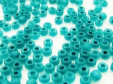 Picture of Japanese seed beads, size 8/0, translucent, turquoise green, frosted, 20 grams