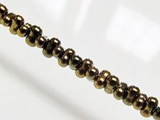 Picture of 2x4 mm, Japanese peanut-shaped seed beads, opaque, bronze, metallic