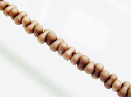 Picture of 2x4 mm, Japanese peanut-shaped seed beads, opaque, sandstone brown, frosted