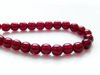 Picture of 4x4 mm, round, Czech druk beads, garnet red, transparent, pre-strung, 114 beads