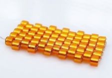 Image de Perles cylindriques, taille 11/0, Delica, doublé d'argent, orange tangerine, semi-mat, 7 grammes