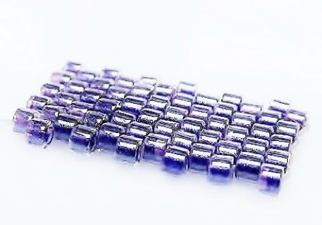 Picture of Cylinder beads, size 11/0, Delica, grape purple-lined, sparkling crystal, 7 grams