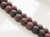 Picture of 8x8 mm, round, gemstone beads, black spotted brown jasper, natural, frosted
