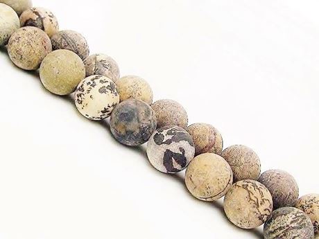 Picture of 8x8 mm, round, gemstone beads, Chinese painting stone, natural, frosted