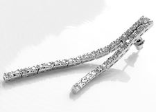 Picture of “Adorned channels” long drop earrings in sterling silver with two rows of  2 cubic zirconia channels