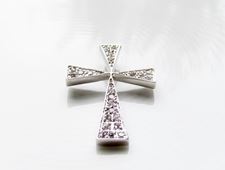 Picture of “Modern Byzantine Cross” slide pendant in sterling silver inlaid with round cubic zirconia