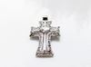 Image de « Croix de Saint-Jean » pendentif en argent sterling avec une zircone cubique ronde sertie à griffes et un bord en zircones cubiques