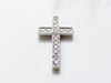 Picture of “A sleek Roman Cross” slide pendant in sterling silver inlaid with round cubic zirconia
