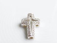 Picture of “Cross with Cut out Star” slide pendant in Italian sterling silver edged with round cubic zirconia 