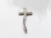 Picture of “Long Free Flowing Cross” slide pendant in sterling silver completely decorated with round cubic zirconia (CZ)