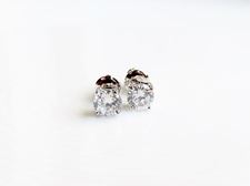 Picture of “Brilliant cut” modern stud earrings, sterling silver, round cubic zirconia, small, 6 mm