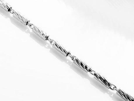 Image de Chaîne pour pendentif, argent sterling italien, perles tubulaires diamantées reliées entre elles et fermoir à griffes de homard, 40 cm