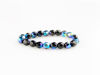 Image de 3x3 mm, perles à facettes tchèques rondes, noires, opaques, lustrées iris bleu