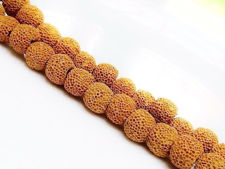 Image de 10x10 mm, perles rondes, pierres gemmes, pierre de lave, teintée jaune ocre