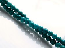 Image de 6x6 mm, perles rondes, pierres gemmes, magnésite, turquoise vert mer