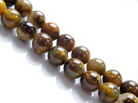 Picture of 8x8 mm, round, gemstone beads, golden tiger iron jasper, natural
