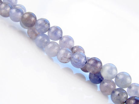 Image de 6x6 mm, perles rondes, pierres gemmes, cordiérite  ou iolite, bleu indigo clair, naturel