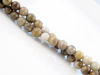Picture of 6x6 mm, round, gemstone beads, new silver leaf jasper, beige, natural