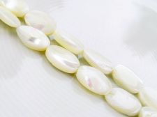 Picture of 14x10 mm, flat oval, organic gemstone beads, seashell, white