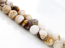 Picture of 8x8 mm, round, gemstone beads, new petrified wood, beige-brown, natural, frosted