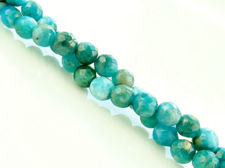 Picture of 6x6 mm, round, gemstone beads, blue apatite, natural, faceted