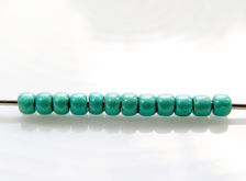 Picture of Japanese seed beads, round, size 11/0, Toho, galvanized, teal green, matte, PermaFinish