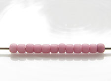 Picture of Japanese seed beads, round, size 11/0, Toho, opaque luster, pastel plumeria pink or cool pink, frosted
