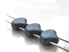 Picture of 7.5x7.5 mm, fan-shaped beads, Ginkgo leaf, Czech glass, 2 holes, metallic suede, dark blue