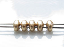 Image de 5x2.5 mm, perles SuperDuo, de verre tchèque, 2 trous, métallique, lin ou or pâle, mat