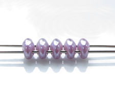 Image de 5x2.5 mm, perles SuperDuo, de verre tchèque, 2 trous, blanc albâtre, translucide, lustre violet opale