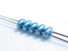 Picture of 5x2.5 mm, SuperDuo beads, Czech glass, 2 holes, opaque, satin metallic, arctic blue