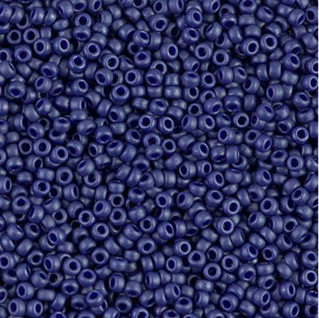 Afbeeldingen van Japanse rocailles, rond, maat 15/0, Miyuki, metaalkleur, saffierblauw, mat