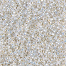 Image de Perles de rocailles japonaises, rondes, taille 15/0, Miyuki, doublé d'or, blanc opale