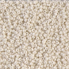 Image de Perles de rocailles japonaises, rondes, taille 15/0, Miyuki, opaque, blanc beige pierre calcaire