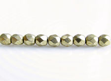 Image de 2x2 mm, perles à facettes tchèques rondes, rêve de nuage ou gris or, opaque, or suédé