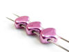 Picture of 7.5x7.5 mm, fan-shaped beads, Ginkgo leaf, Czech glass, 2 holes, opaque,  orchid or pearly purple, sueded gold