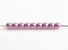 Image de 2x2 mm, rondes, perles de verre pressé tchèque, orchidée ou violet nacré, opaque, or suédé
