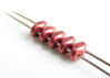 Image de 5x2.5 mm, perles SuperDuo, de verre tchèque, 2 trous, métallique saturé, rouge coquelicot vaillant