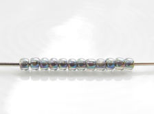 Picture of Japanese seed beads, round, size 11/0, Toho, opaque grey-lined, grey, rainbow