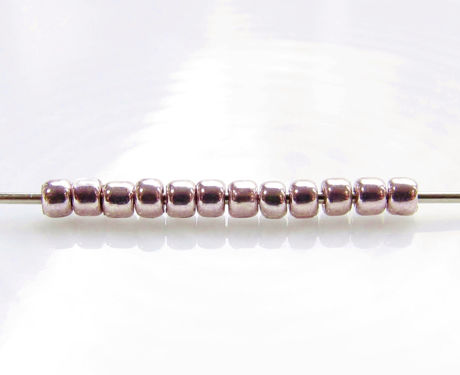 Picture of Japanese seed beads, round, size 11/0, Toho, galvanized, lilac or pale purple, PermaFinish
