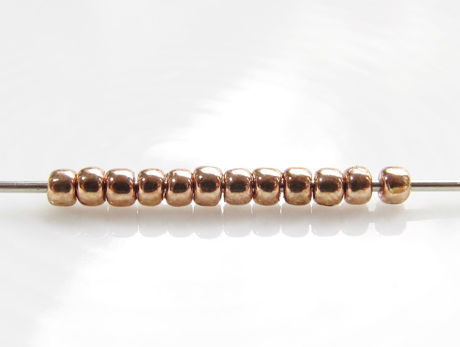 Image de Perles de rocailles japonaises, rondes, taille 11/0, Toho, galvanisé, amande ou un brun très pâle, PermaFinish