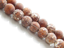 Picture of 8x8 mm, round, gemstone beads, agate, antique cocoa brown, frosted