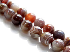 Picture of 10x10 mm, round, gemstone beads, Botswana agate, natural, A-grade