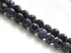 Picture of 8x8 mm, round, gemstone beads, crackle agate, black, faceted