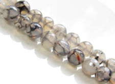 Image de 8x8 mm, perles rondes, pierres gemmes, agate craquelée, gris taupe, à facettes