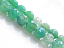 Picture of 8x8 mm, round, gemstone beads, crackle agate, mint green to emerald green, faceted
